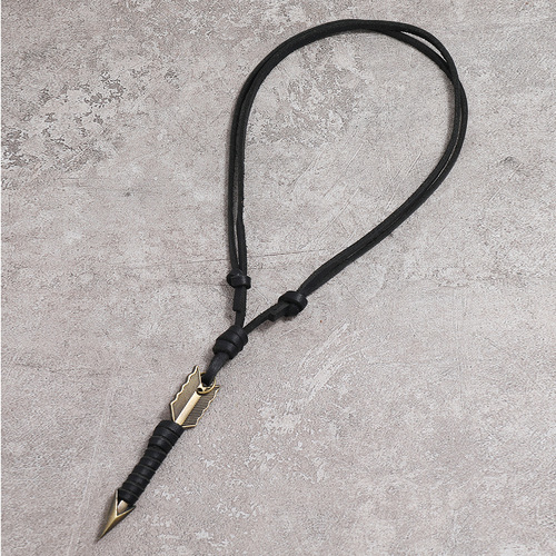 Cross-border new jewelry European and American personalized men's leather necklace necklace Retro metal arrow pendant sweater chain