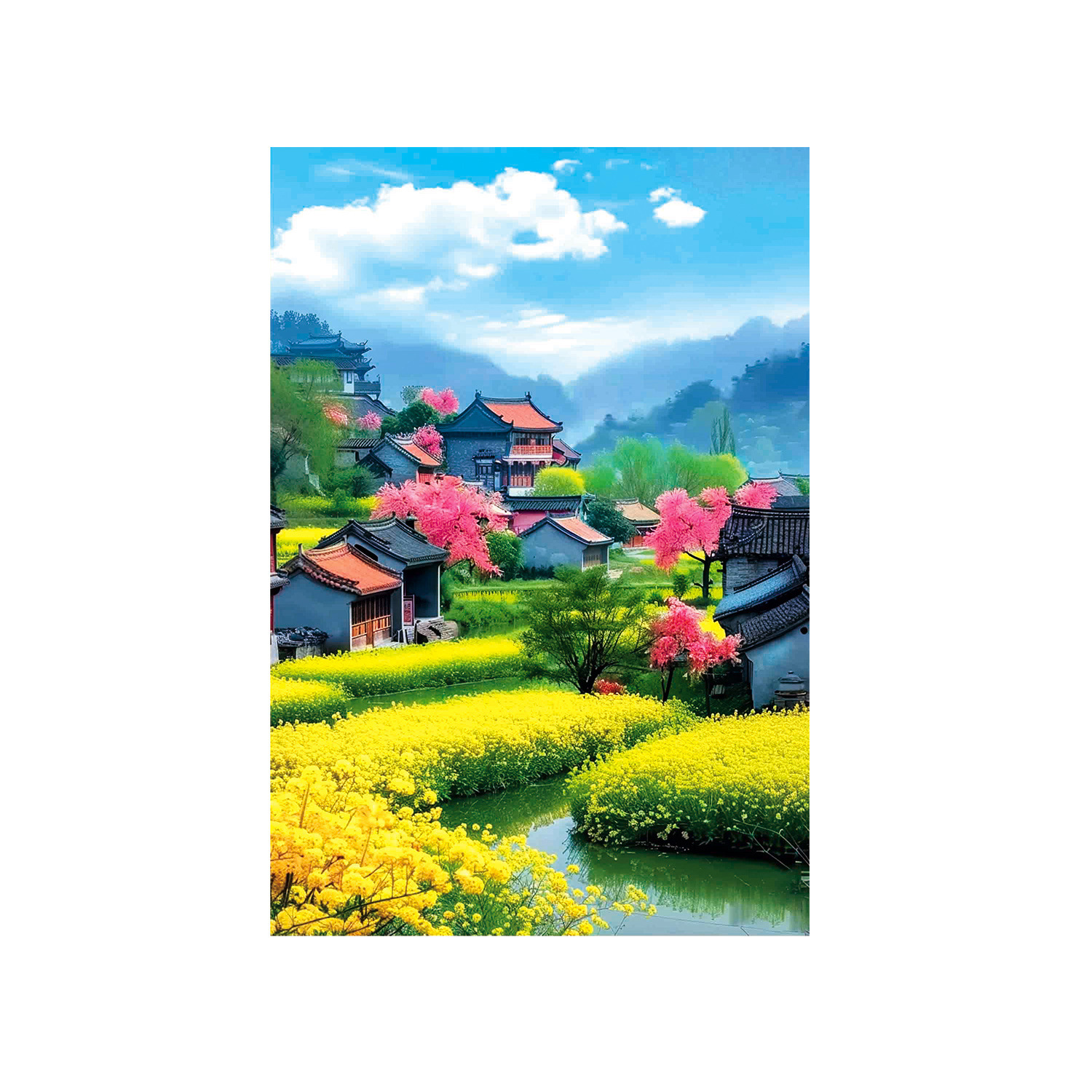 [Algodón importado] Mona Lisa Real bordado a mano de la ciudad natal de la colza de flores nuevas flores escénicas image 5