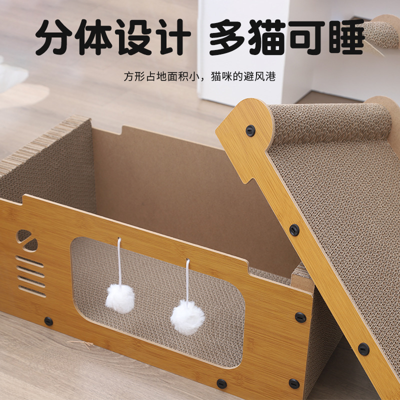 Cama y rascador integrados para gatos, tamaño grande, anti-desgarro, rascador vertical para gatos tipo sofá, casa para gatos con rascador engrosado.