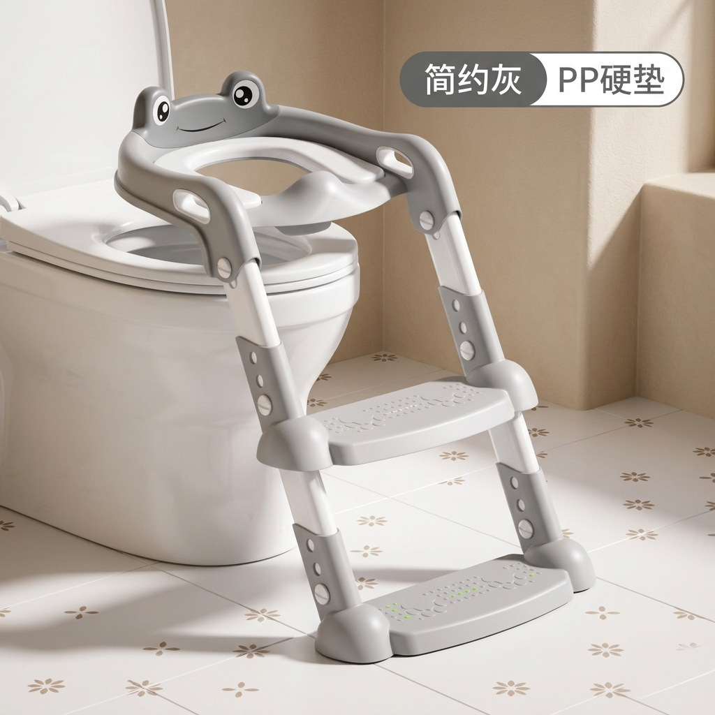 Asiento de inodoro para niños cuidadosamente seleccionado, con escalones, taburete plegable para niños y niñas, asiento de inodoro con escalón para niños.