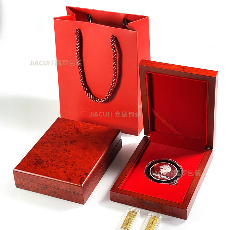 木质金条金钞徽章收藏礼品盒 纪念币金银币奖章奖牌盒子
