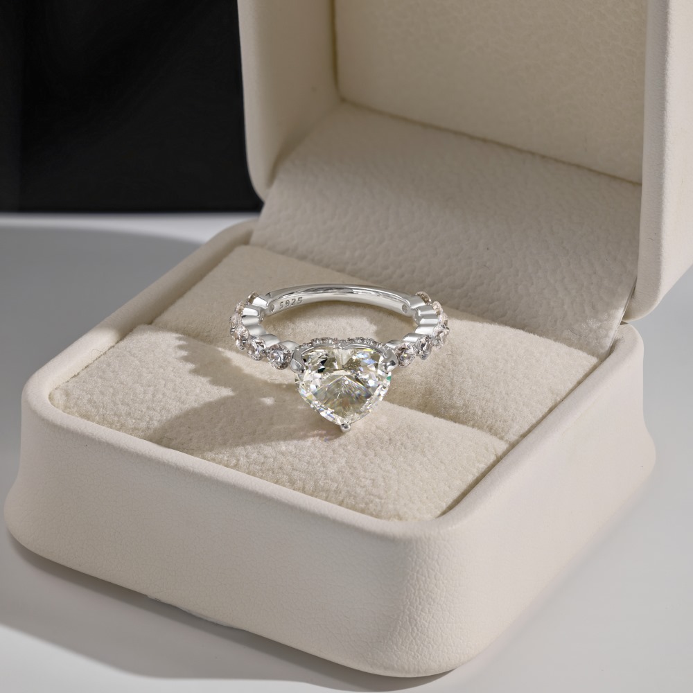 7g Weight Zircon Inlay Material Open Rings, Rings Classification 5, 9, Adjustable Ring Size 1 Piece Quantity Holiday, Daily Occasion 925 Sterling Silver Material Heart Shape Pattern Women's Gender Plating, Inlay Design Basic, Simple Style, Classic Style Style 925 Sterling Silver Zircon Heart Shape Open Rings Rings 67