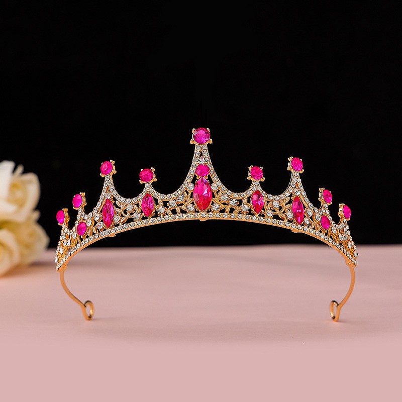 Online Rojo Negro Barroco corona tocado novia estilo coreano 18 años de edad, mujer adulta Ceremonia de cumpleaños princesa Corona al por mayor