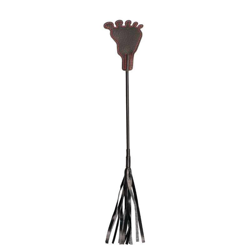 Leather Tassel Hand-Held Whip, Black Leather Paddle for Adult Sensory Play — detail image 15
