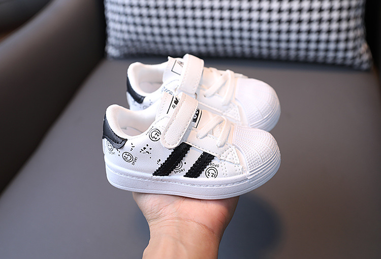 Chiren's sports boys girls' shell top board 2023 Spring and Autumn Korean version, boys' baby white shoes, 1-3 years_voghion.com