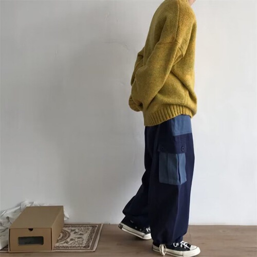 Men's Winter Round Neck Sweater, Loose Fit, Japanese Style, Couple's Student Knit Top, Trendy Base Knitwear