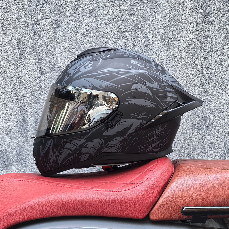 Casco integral transfronterizo DOT de la versión mejorada de LVS con doble lente para hombres, casco de seguridad universal para todas las estaciones para motociclistas femeninas, casco de motocicleta con doble lente.