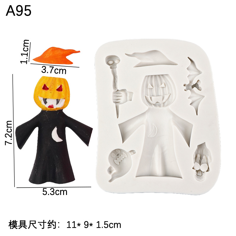 Halloween araña bat cuerno fantasma cráneo silicona molde fondant cake hornear decoración de chocolate