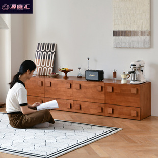 Drawer Cabinet Foreign Trade Export Home Bedroom High-End Solid Wood Drawer Cabinet New Chinese Style Retro Light Luxury Storage Cabinet Furniture