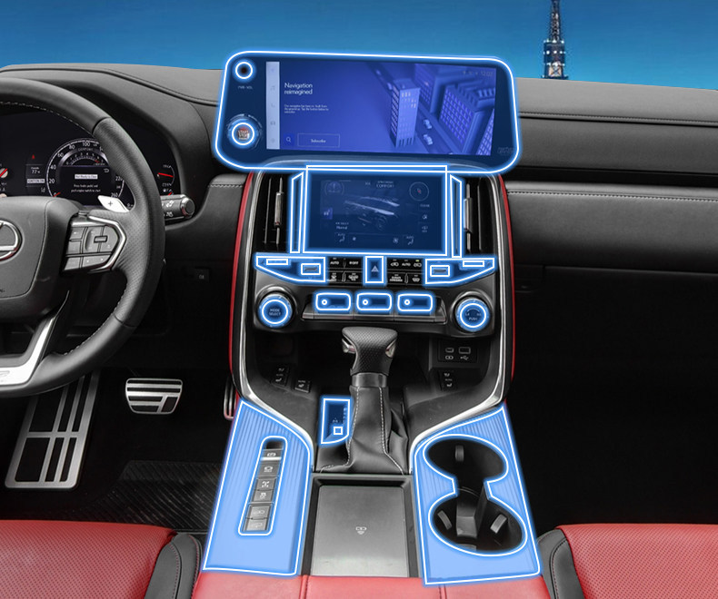 Suitable for 2016-2022 Lexus LX570 interior instrument panel navigation screen protective film, modified center console film
