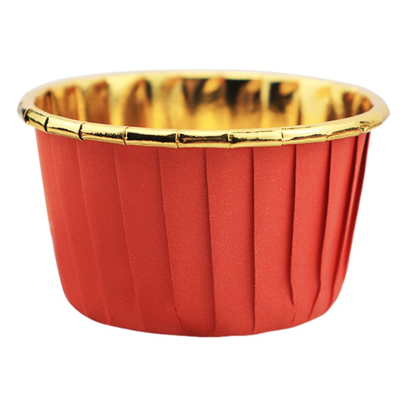 Taza de muffin grande rollo boca taza de papel pastel de plata dorada taza de papel muffin resistente a la cocción muffin taza de papel