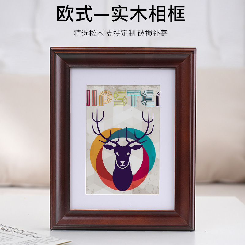 Spot Wholesale Solid Wood Photo Frame Table 5-36inch A3A4 4K Picture Frame Wall Hanging Carving Logo Cross-Border Amazon