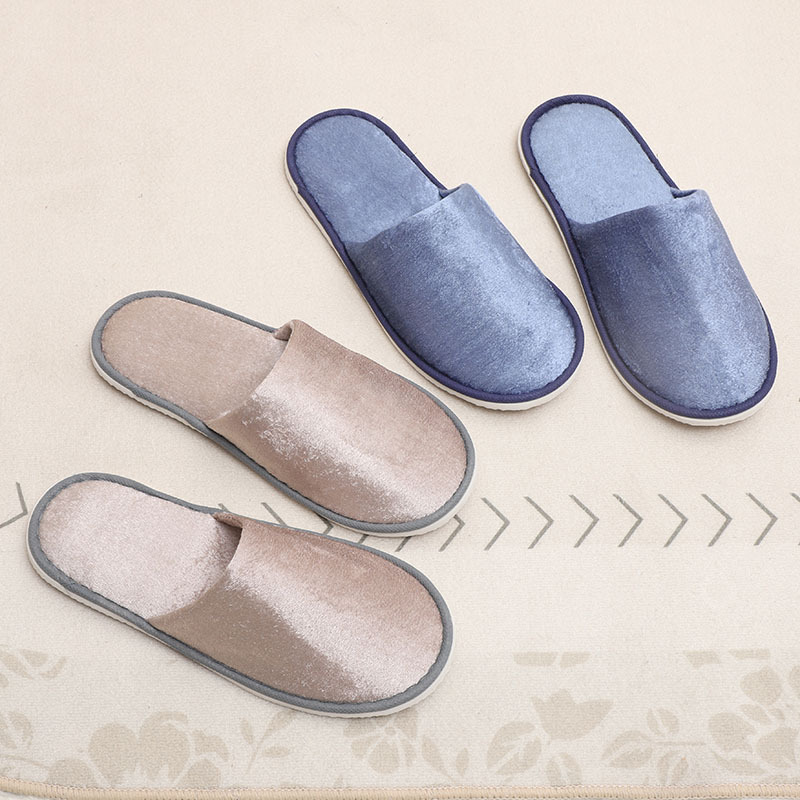 High-end five-star hotel household guest disposable slippers indoor thickened non-slip gold velvet slippers