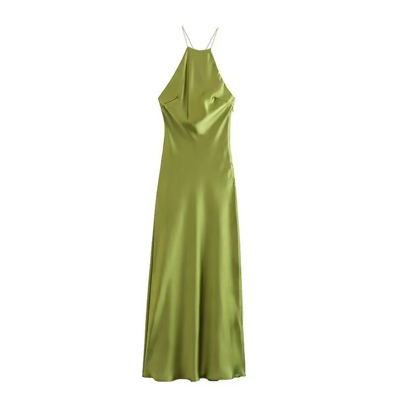 2025 European and American Style Coat Summer Women's New Style Suspender Silk Satin Texture Dress 9588 2025 European and American Style Coat Summer Women's New Style Suspender Silk Satin Texture Dress 9588