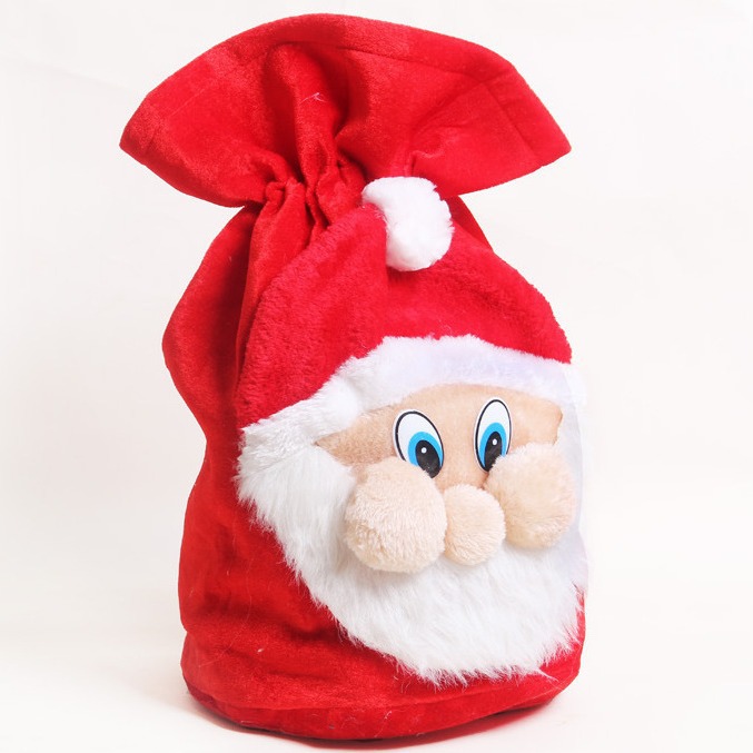 Navidad decoraciones bolsas de regalo de vello de oro de alta calidad bolsas de regalo grandes bolsas de dulces al por mayor