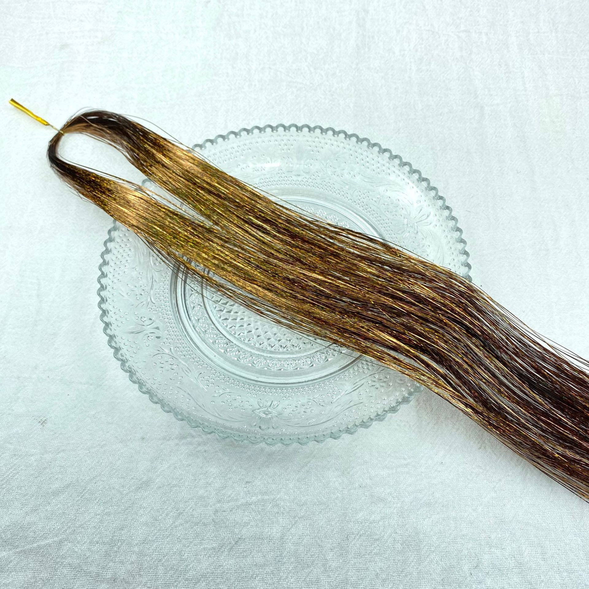 Extensiones transfronterizas de cabello tinselhair láser PET oro cabello conjunto de cabello de cebolla brillante peluca colorido fantasía