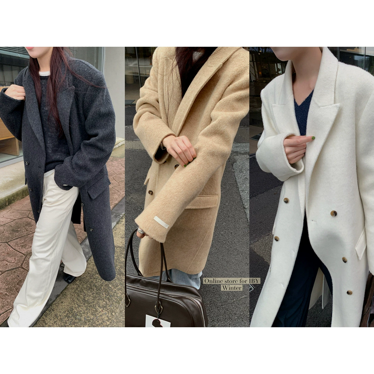 [Без возможности возврата или обмена] Длинное шерстяное пальто в стиле корейского блогера для женщин, высококачественное зимнее двустороннее шерстяное пальто для женщин