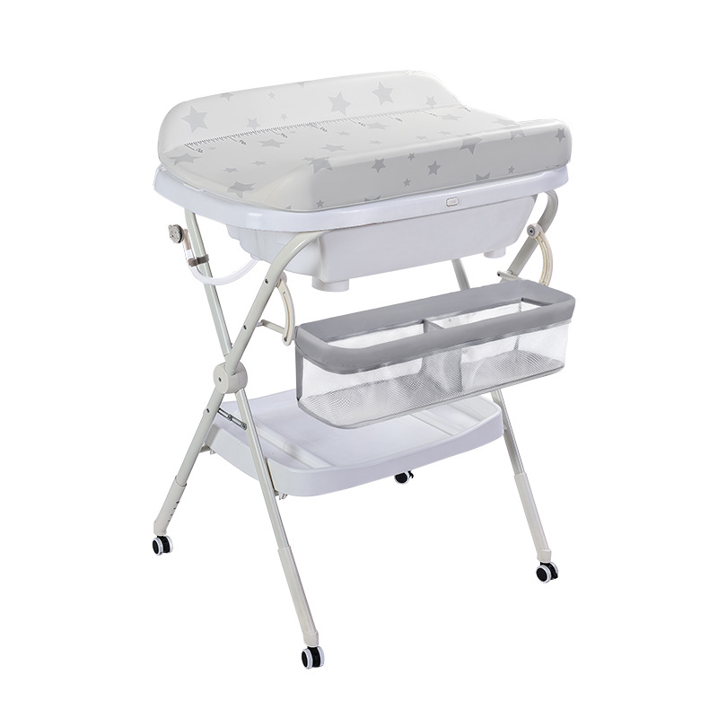 Mesa de pañales integrada multifuncional para lavado y protección, mesa de enfermería para bebés recién nacidos, masaje, toque, baño, vehículo móvil plegable
