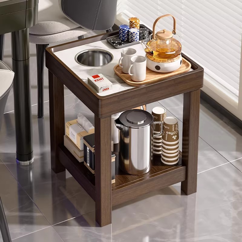Mesa de mahjong de madera sólida, estante de té, tabla de té, tabla de té especial para sala de ajedrez y cartas, tabla de doble capa, tabla pequeña