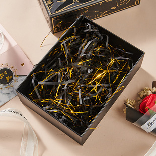 Double color mixed gold wire raffia grass shredded paper silk Valentine's Day gift box decorative filler wholesale in large quantities