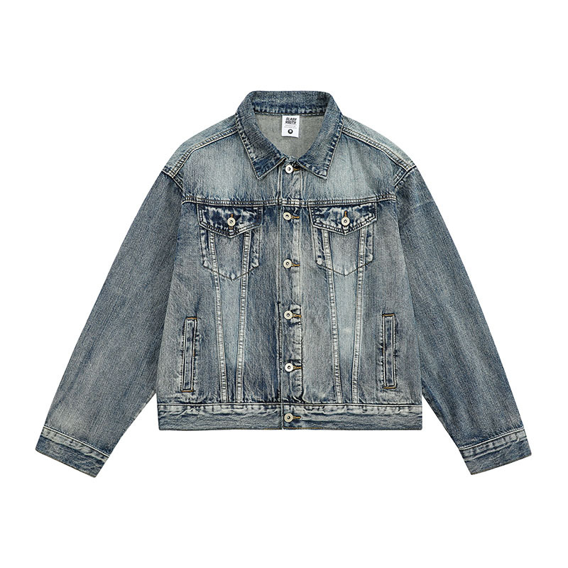 TKPA2025 Spring and Autumn National Trend Original American Retro Heavy Industry Washed Frayed Denim Jacket Loose Jacket Men and Women