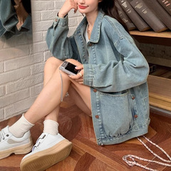 复古牛仔外套女2025春秋新款韩版慵懒风小个子宽松休闲夹克短上衣