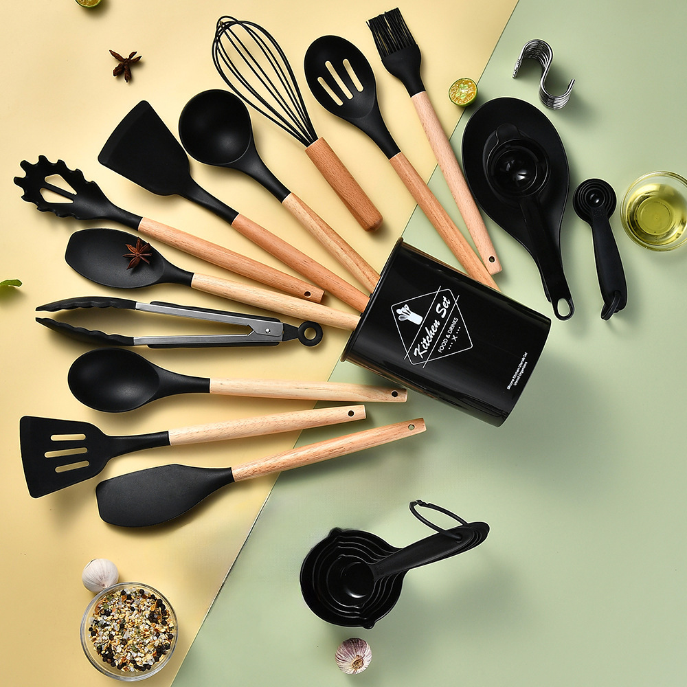 Amazon Hot Sale Silicone Kitchenware 34 Pieces Kitchen Utilities