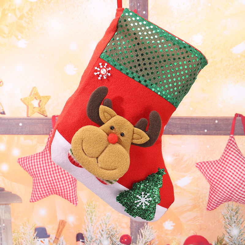 Grandes calcetines de muñeca de Navidad a cuadros decoración de Navidad niños bolsa de regalo dulces calcetines bolsa de regalo