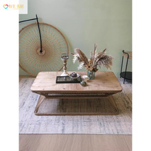 复古侘寂风实木方形茶几家用原木创意桌子小户型客厅民宿酒店中古