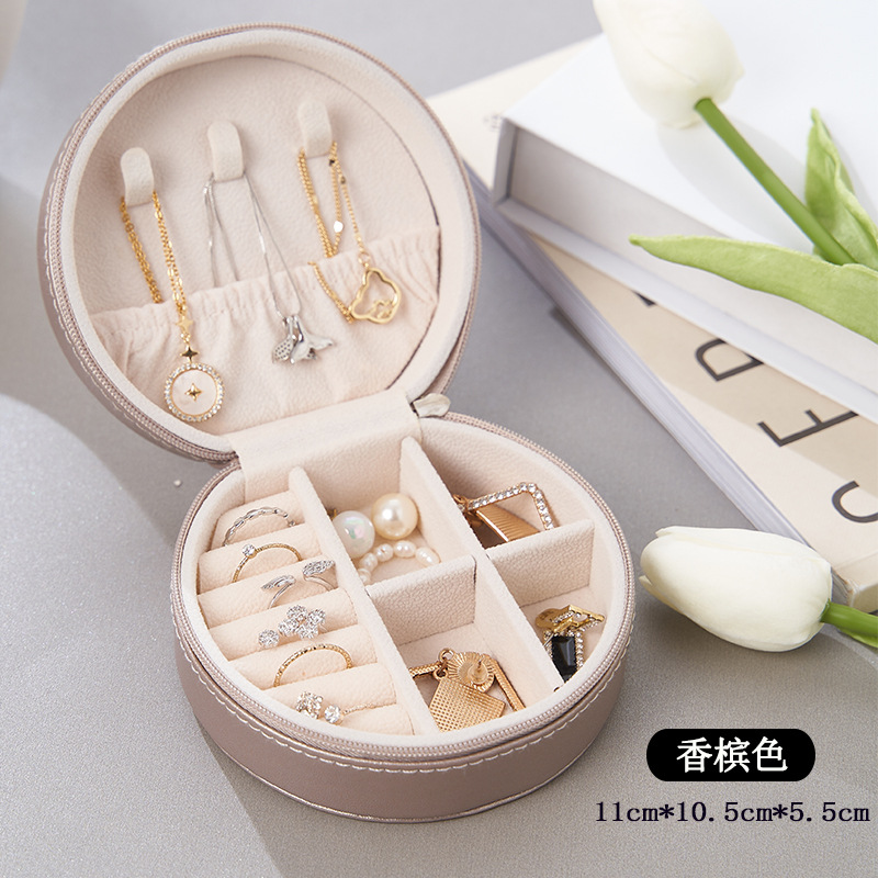 Cruz de la frontera de cuero de la PU caja de joyería simple pendientes de la caja de almacenamiento de joyería portátil creativa pendientes pequeña caja de joyería