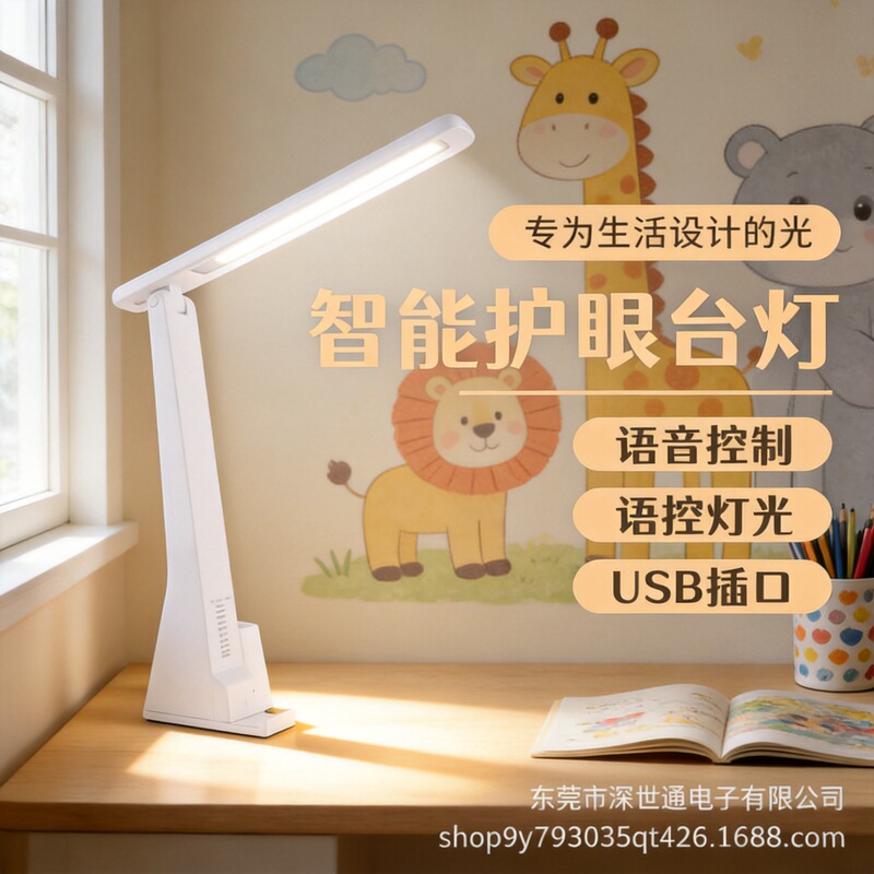 LED intelligent voice control eye protection USB bedroom touch three-gear folding dormitory student desk lamp gift LOGO LED intelligent voice control eye protection USB bedroom touch three-gear folding dormitory student desk lamp gift LOGO