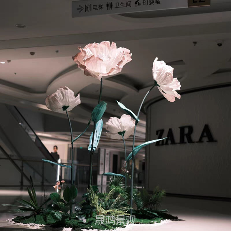 Artificial green plant landscape online celebrity flower landscape shopping mall window decoration Yu Meiren large artificial flower plant props