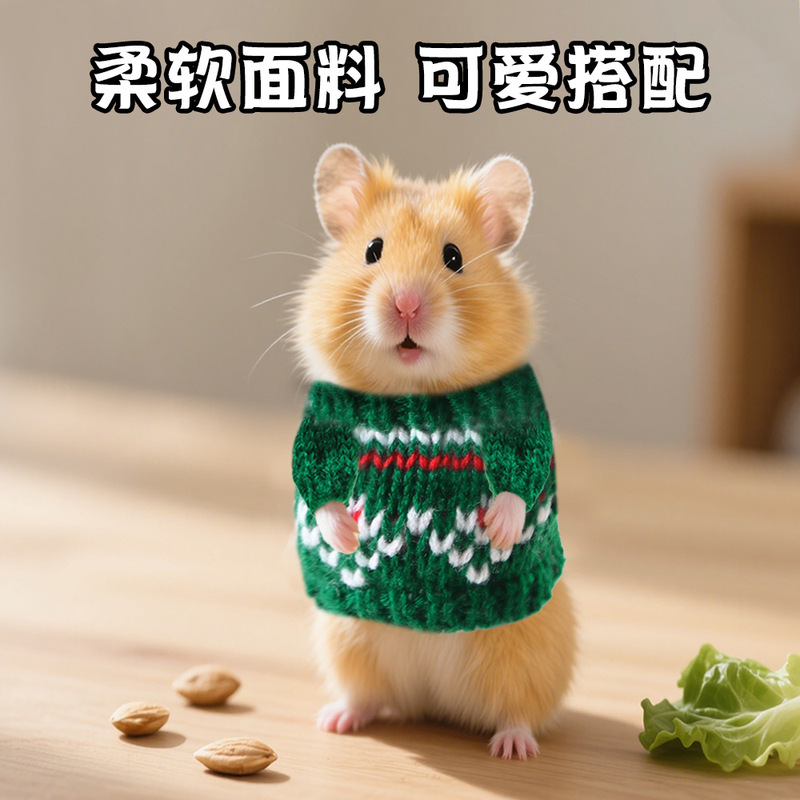 亚马逊新款仓鼠保暖外出毛衣金丝熊荷兰猪圣诞节派对可爱保暖毛衣|undefined