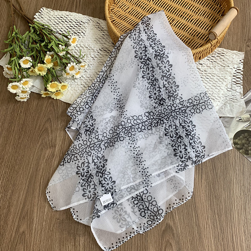 Bufanda de seda, bufanda cuadrada pequeña, personalidad retro, textura de algodón y lino, turbante, banda para el cabello, habitación con aire acondicionado de verano, protección para el cuello, chal exterior