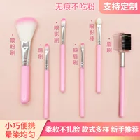 Handheld brush, fuchsia face blush for makeup, 5 pieces, (Physicals)