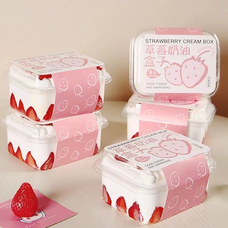 Cross-border in stock New Strawberry Cake Box Packaging Soymilk Box Mousse West Point Packaging Box Cream Cake Box