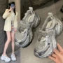 新款一字厚底增高松糕
