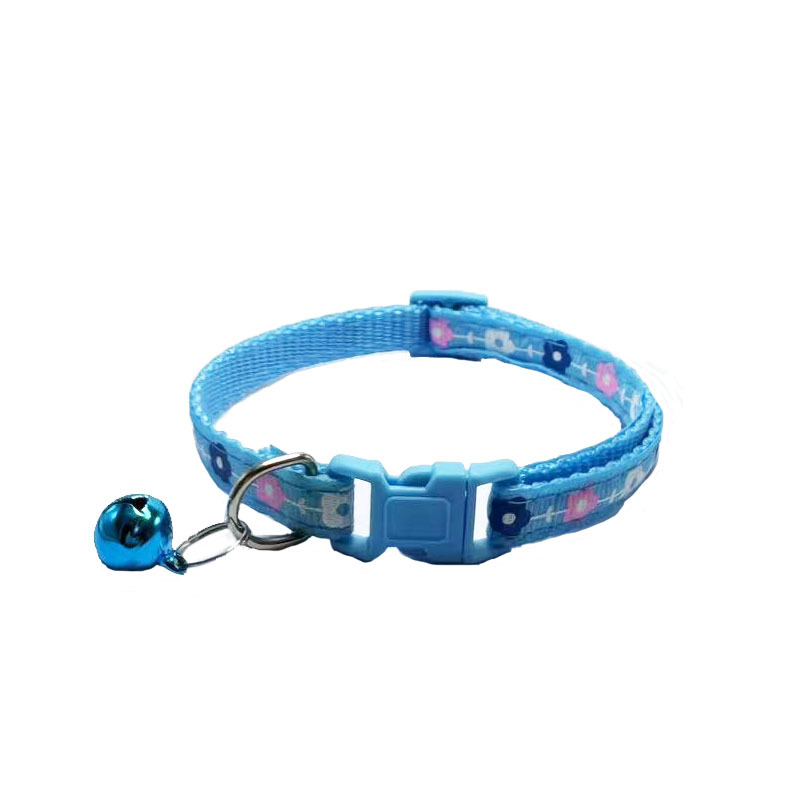 Amazon mascotas transfronterizas al por mayor collar de mascotas flor impresión collar de campana collar de perro gato collar en stock
