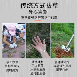 除草神器连根拔草不锈钢四齿多功能不弯腰菜园松土锄草铲子农工具