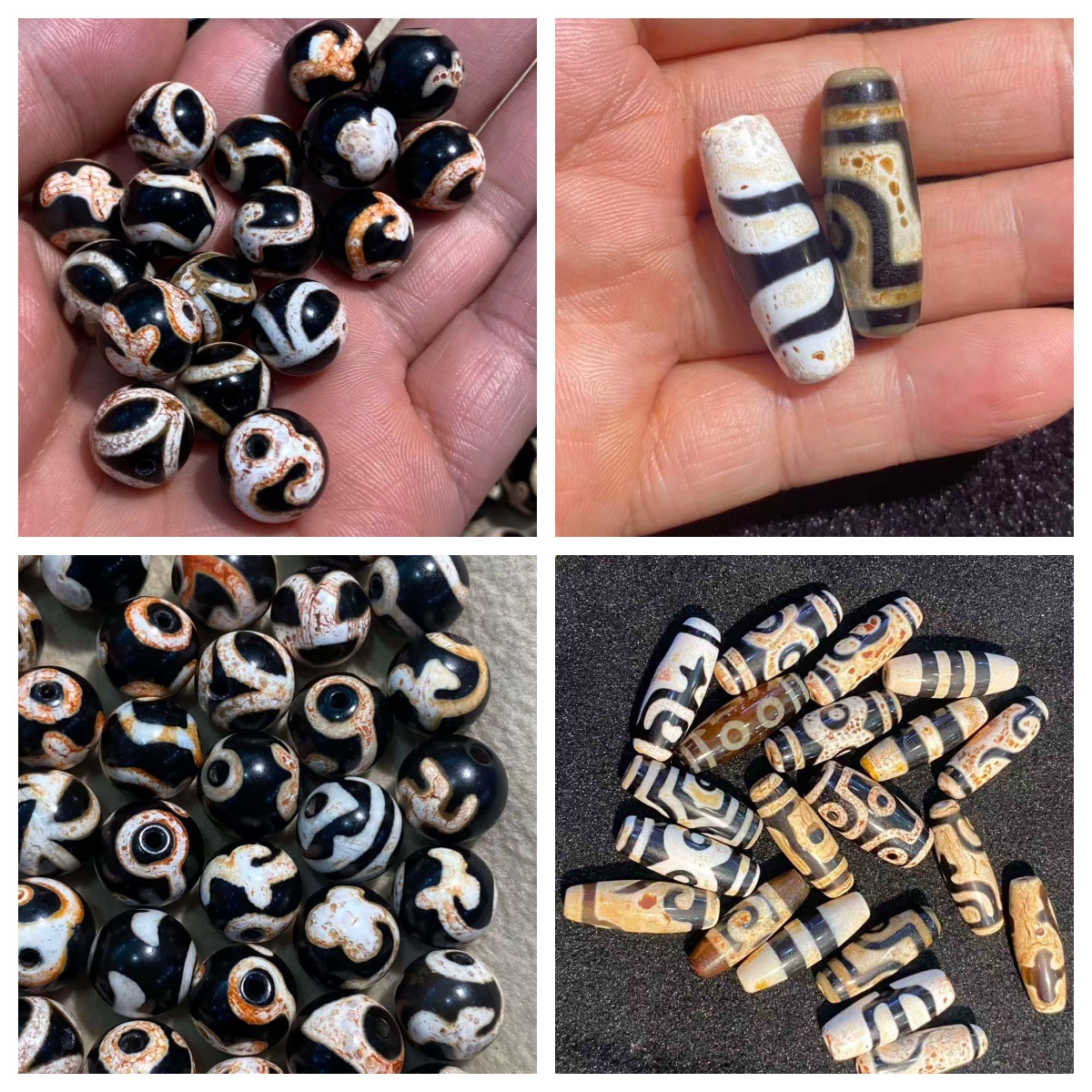 Chicken bone white agate dzi beads, round beads, Taiwanese craftsmanship, noble treasure vase, two-eyed, six-eyed ruyi beads, and other loose beads and matching beads wholesale.