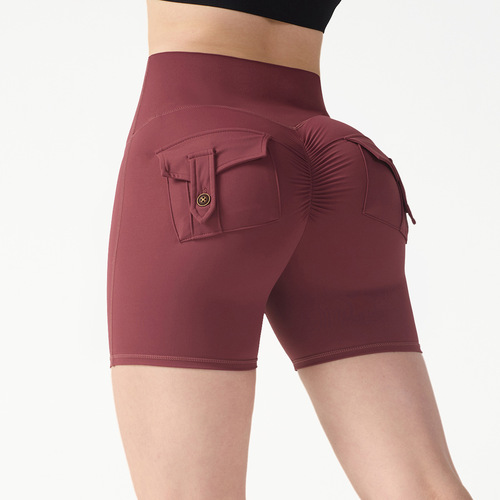 Workwear Pocket Yoga Pants High Elastic High Waist Lift Hip Tight Nudable Quick-Dry Sports Running Fitness Trousers