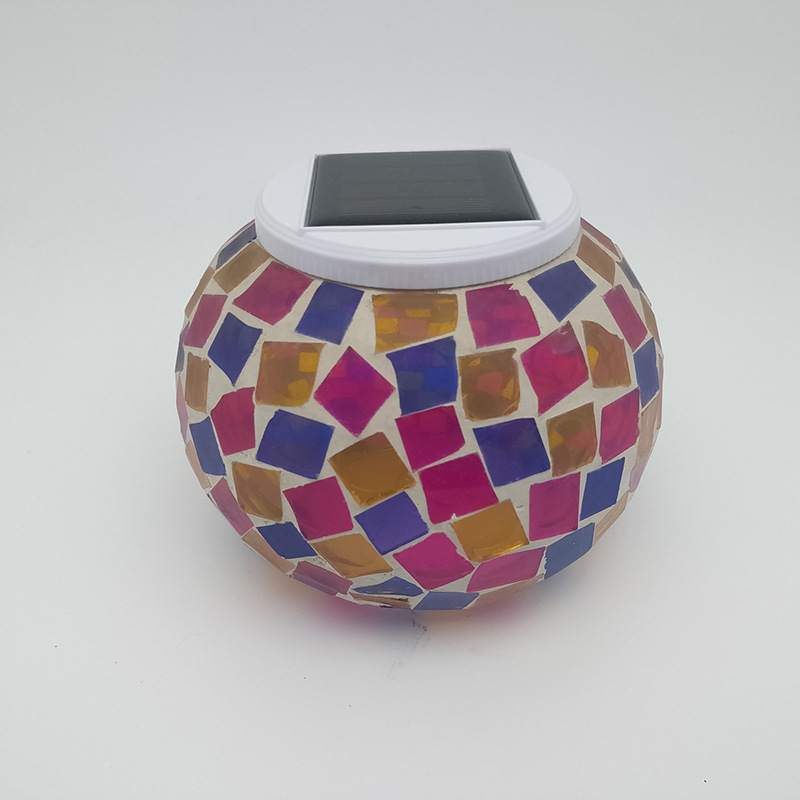 クロスボーダーソーラー太陽光缶パープルローズイエローキャンプランプモザイク風景ランプ屋外ガーデンランプシンプルなパーソナライズされたランプ