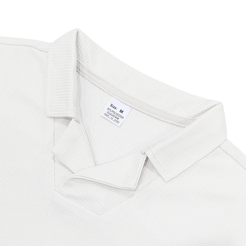 Men's American Style Relaxed Fit Summer Waffle Knit Polo Shirt And Shorts Set, Casual Breathable Two-Piece Outfit_viptrois.com