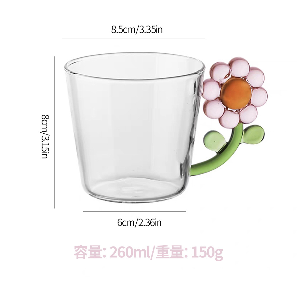 Taza de agua estereoscópica de flores solares con mango de taza de jugo de leche doméstica taza de café fábrica lote