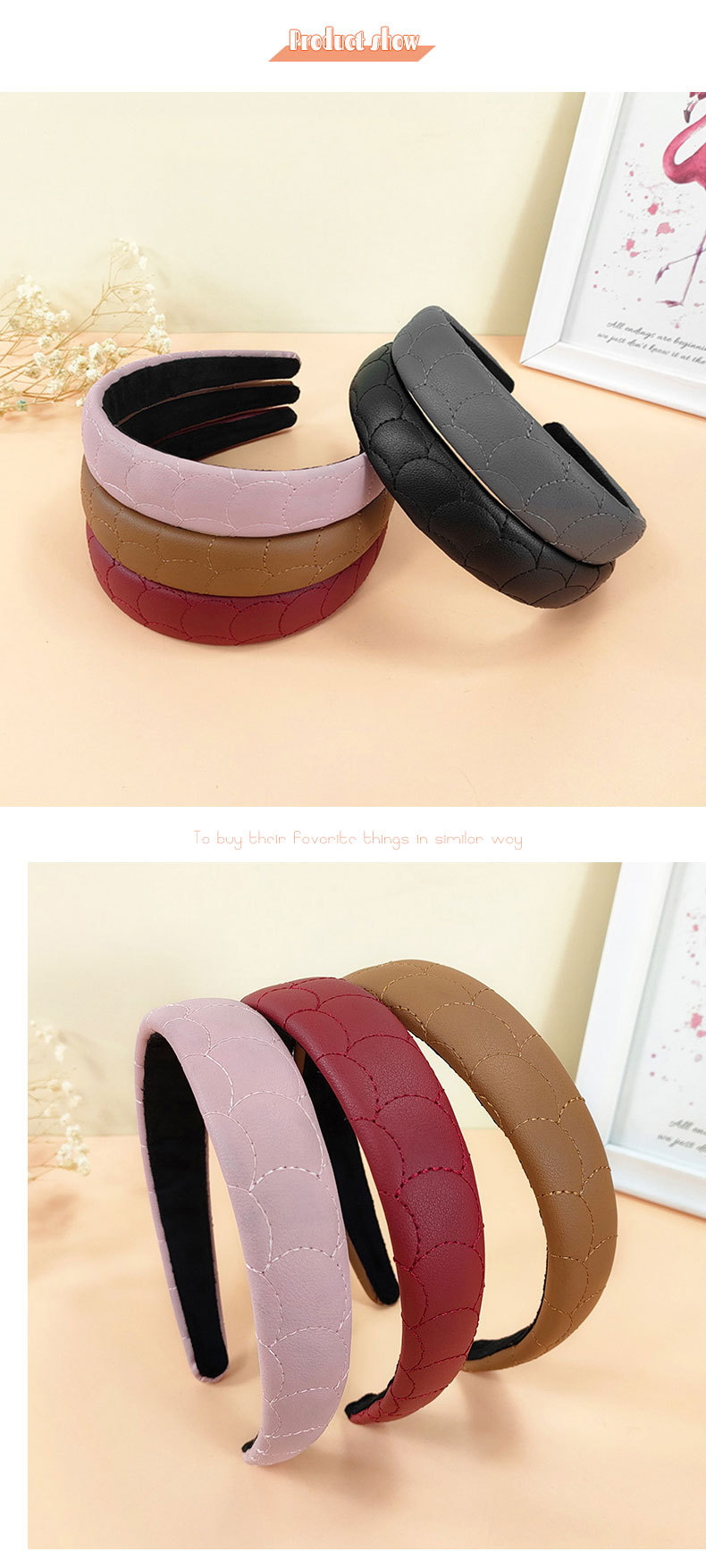 Fashion New Solid Color Sponge Headband Fashion Pu Headband display picture 1