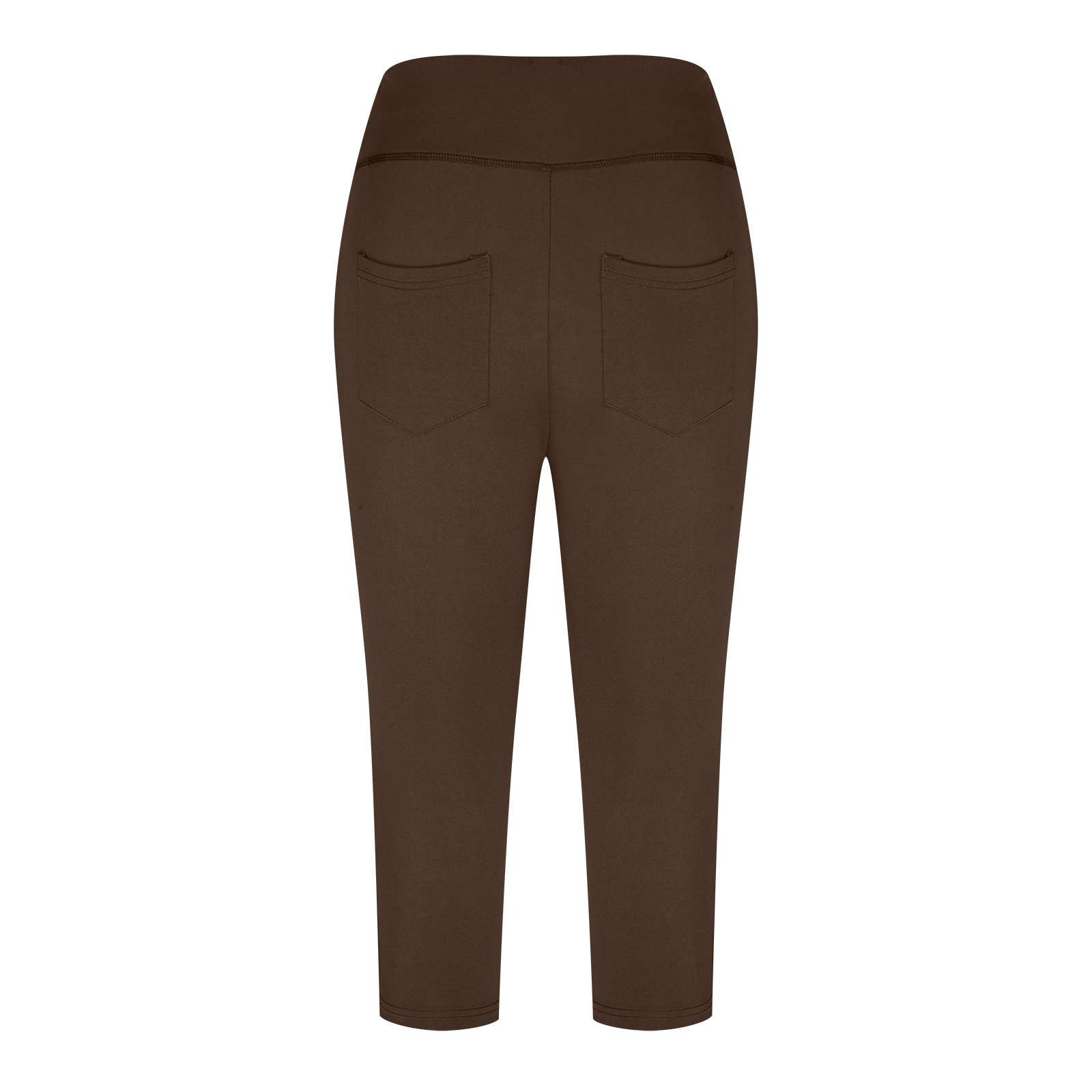 Neue Yoga-Hose für Damen, einfarbig, Vordertasche, hohe Taille, aufgesetzte Tasche hinten, Hip-Lift, Sport-Caprihose_voghion.com