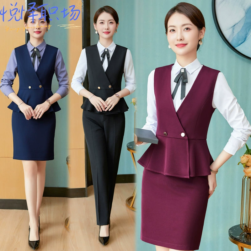 Профессиональный жилет Спецодежда костюм осень чистый красный JK Uniform Bar KTV официант отель стойка регистрации Спецодежда Женщины