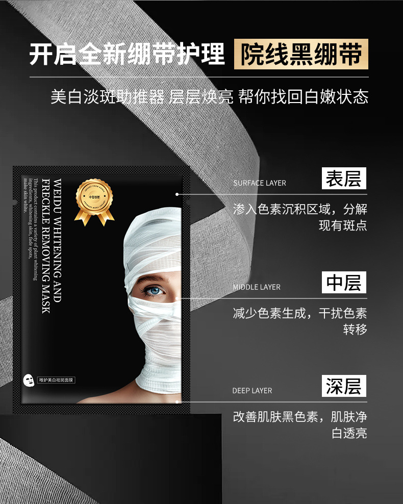 Schwarze Bandage-Maske koreanische Maske glänzend und feuchtigkeitsspendend Anti-Falten-Maske feuchtigkeitsspendende Wholesale schwarze Bandage-Maske Anti-Aging-Hautmaske