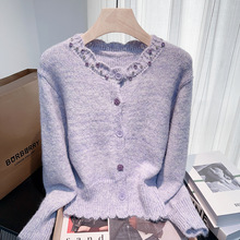 实拍 小香重工钉钻通勤毛衣秋冬新款短款针织衫上衣漂亮上衣