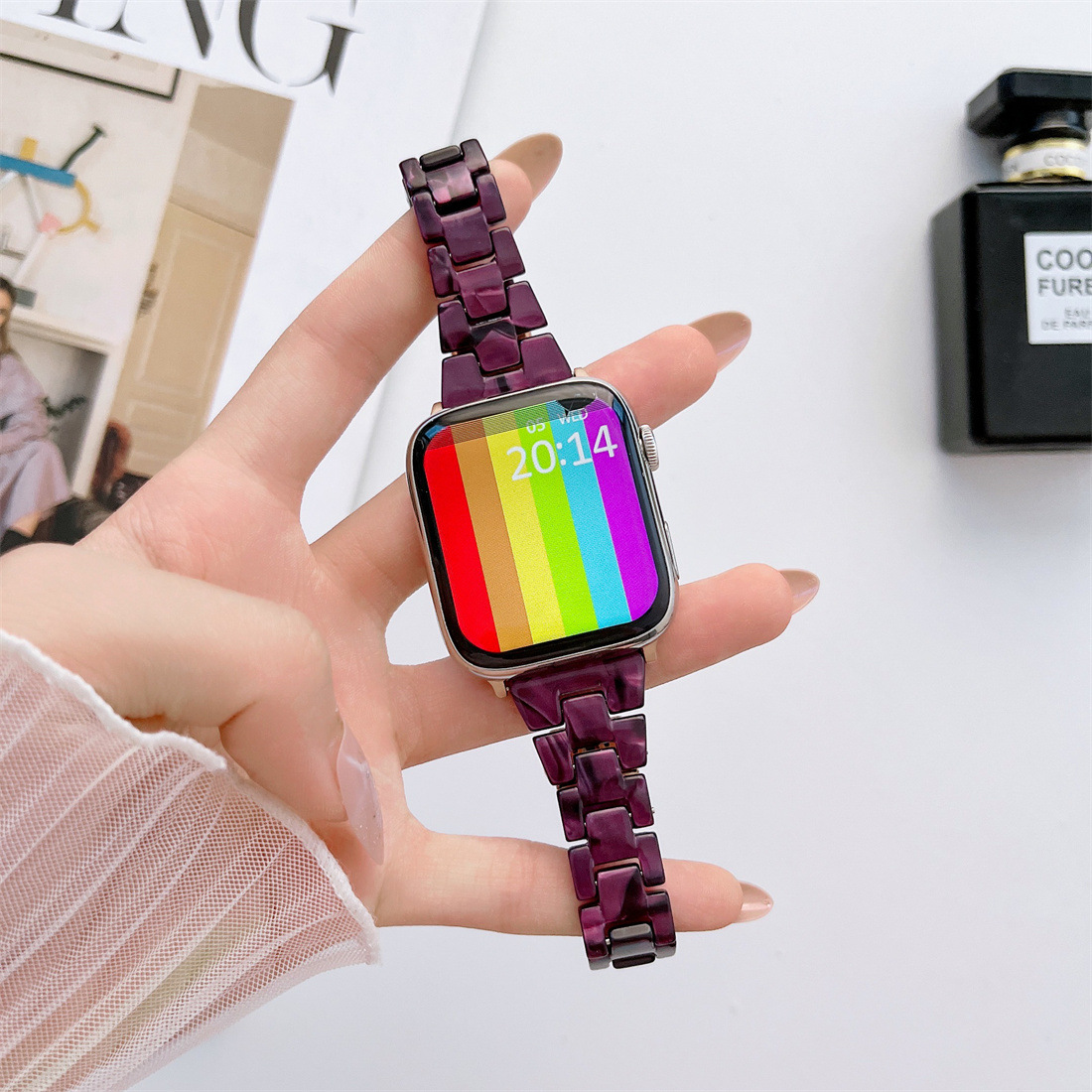 40g Weight Apple watch watchband Classification Resin Material Multicolor, Solid Color Pattern Casual, Retro Style Casual Retro Multicolor Solid Color Apple Watch Watchband 10